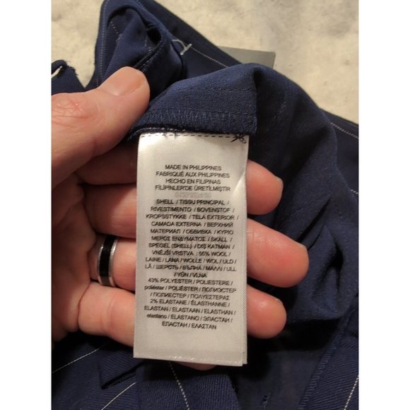 Lauren Ralph Lauren Petite Blue Striped Wool Crepe Ankle Dress Pants Size 2P NWT - Picture 6 of 10